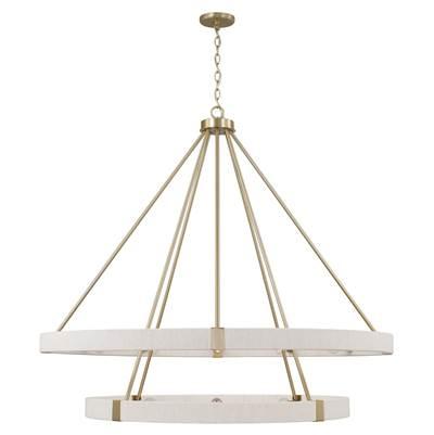 48'' W x 41'' H 20-Light Two-Tier Chandelier in Matte Brass with Bleached Natural Rope by Capital Lighting