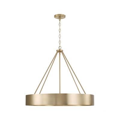 27.50''W x 24.25''H 4-Light Modern Circular Metal Chandelier in Matte Brass