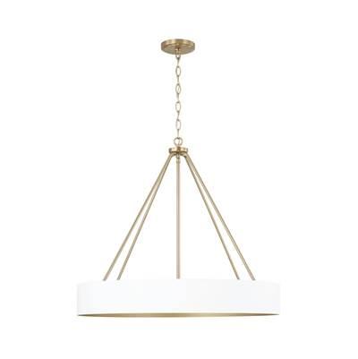 27.50''W x 24.25''H 4-Light Modern Circular Metal Chandelier in Matte White with Painted Matte Brass Interior