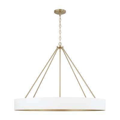 35.75''W x 27.25''H 6-Light Modern Circular Metal Chandelier in Matte White with Painted Matte Brass Interior