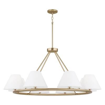 44.75''W x 20.50''H 8-Light Circular Chandelier in Matte Brass with White Fabric Shades and Glass Diffusers by Capital Lighting