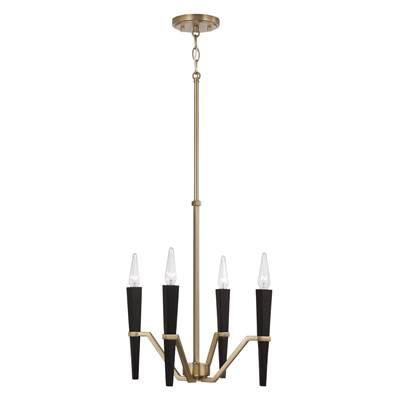 16'' W x 15.75'' H 4-Light Chandelier in Aged Brass and Black