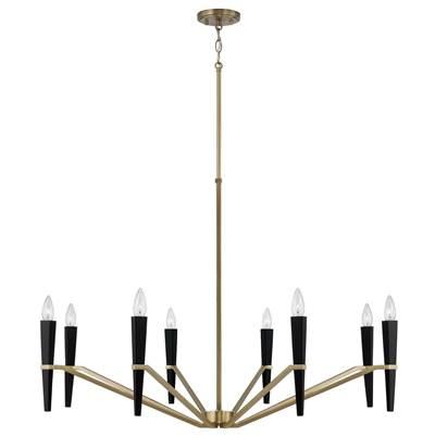 40'' W x 27'' H 8-Light Chandelier in Aged Brass and Black