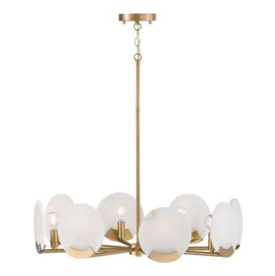 28'' W x 7.25'' H 8-Light Chandelier in Aged Brass with Natural Alabaster Stone by Capital Lighting