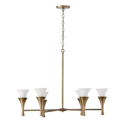 Capital Lighting 34'' W X 23'' H 6-Light Chandelier in Mystic Luster with Soft White Glass -...