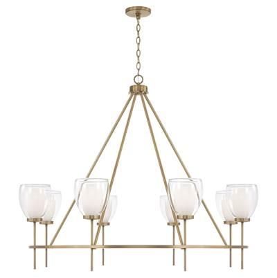 46'' W x 37'' H 8-Light Ring Chandelier in Aged Brass with Layered White and Clear Glass by Capital Lighting