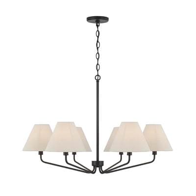 Capital Lighting 35'' W X 22.5'' H 6-Light Angular Chandelier in Espresso with Tapered Soft Tan...