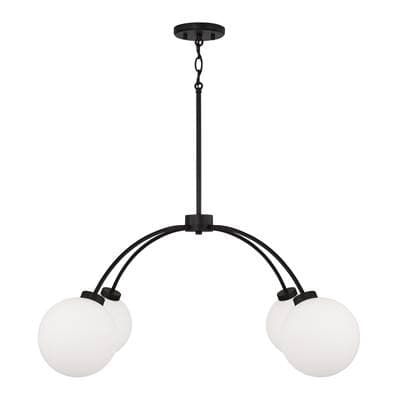Capital Lighting 37'' W X 15'' H 4-Light Chandelier in Matte Black with Soft White Glass Globes -...