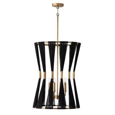 Bianca 4-Light Foyer in Black Rope and Patinaed Brass by Capital Lighting