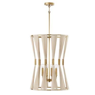 Bianca 4-Light Foyer in Bleached Natural Rope and Patinaed Brass