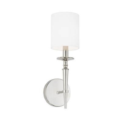 Abbie 1-Light Sconce in Polished Nickel with White Fabric Stay-Straight Shade by Capital Lighting