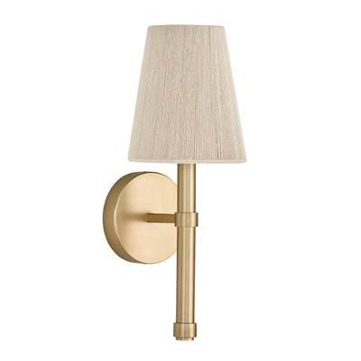 5'' W x 14'' H 1-Light Wallchiere Sconce in Matte Brass with Tapered Bleached Natural Rope Shade