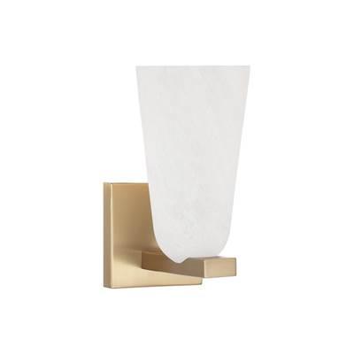 4.75'' W x 9'' H 1-Light Sconce in Matte Brass with Faux Alabaster Glass