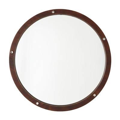 Decorative Wooden Frame Mirror in Dark Wood and Polished Nickel