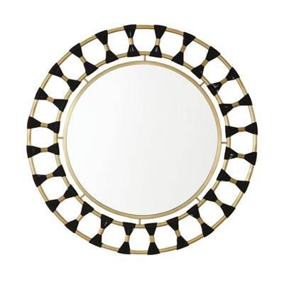 Decorative Mirror in Black Rope and Patinaed Brass by Capital Lighting