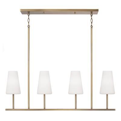 42'' W x 15'' H 4-Light Modern Linear Chandelier in Aged Brass with Tapered Soft White Glass by Capital Lighting