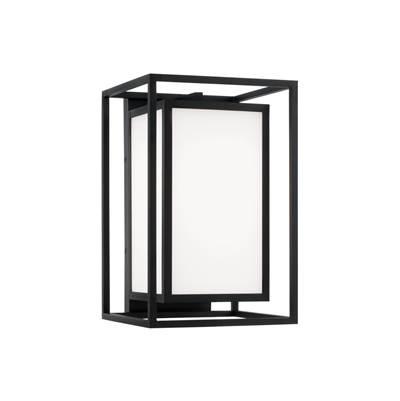 9''W x 14''H 1-Light Outdoor Modern Square Rectangle Wall Lantern in Black with Soft White Glass