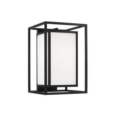 11''W x 16.50''H 1-Light Outdoor Modern Square Rectangle Wall Lantern in Black with Soft White Glass by Capital Lighting