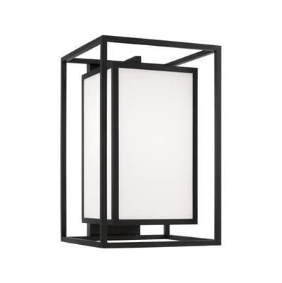 12.50''W x 19.50''H 1-Light Outdoor Modern Square Rectangle Wall Lantern in Black with Soft White Glass