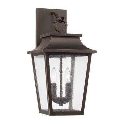 11''W x 20''H 2-Light Outdoor Tapered Wall Lantern in Oiled Bronze with Ripple Glass by Capital Lighting