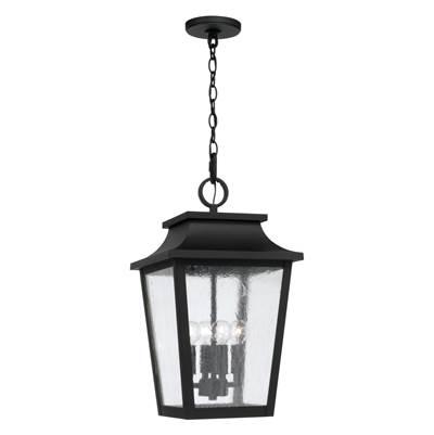 12''W x 21''H 4-Light Outdoor Tapered Hanging Lantern in Black with Ripple Glass by Capital Lighting