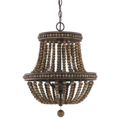 Capital Lighting 3-Light Wood Bead Chandelier - Tobacco by Capital Lighting