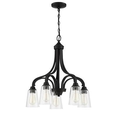 Grace 5 Light Down Chandelier in Espresso (Clear Seeded Glass) by Craftmade