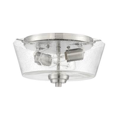Grace 2 Light Flushmount in Brushed Polished Nickel (Clear Seeded Glass)