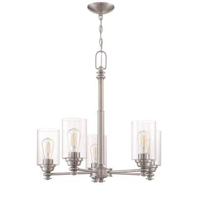 Dardyn 5 Light Chandelier in Brushed Polished Nickel (Clear Glass)