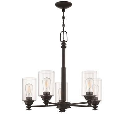 Dardyn 5 Light Chandelier in Flat Black (Clear Glass) by Craftmade