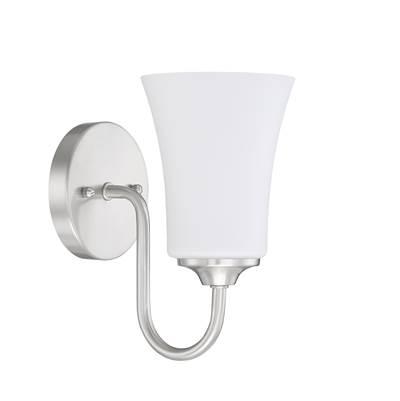 Gwyneth 1 Light Wall Sconce in Brushed Polished Nickel (White Glass)