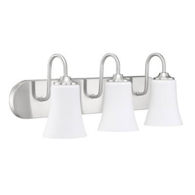 Gwyneth 3 Light Vanity in Brushed Polished Nickel (White Glass) by Craftmade