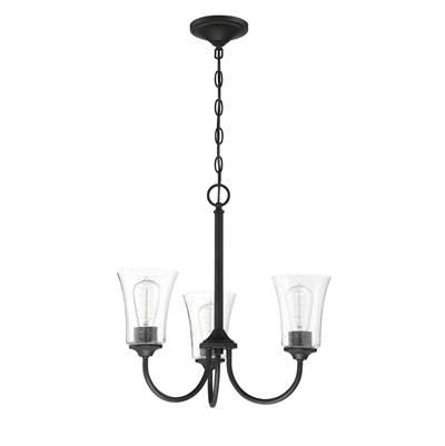 Gwyneth 3 Light Chandelier in Flat Black by Craftmade