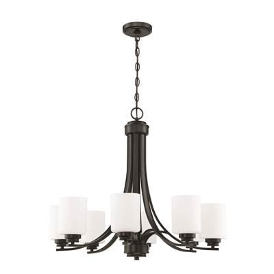 Bolden 8 Light Chandelier in Flat Black (White Glass)