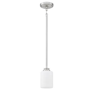 Bolden 1 Light Mini Pendant in Brushed Polished Nickel (White Glass) by Craftmade