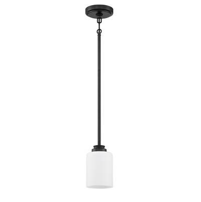 Bolden 1 Light Mini Pendant in Flat Black (White Glass) by Craftmade