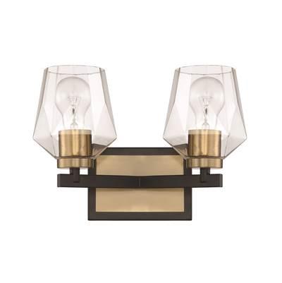 Avante Grand 2 Light Vanity in Flat Black/Satin Brass by Craftmade