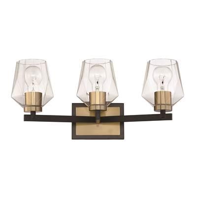 Avante Grand 3 Light Vanity in Flat Black/Satin Brass