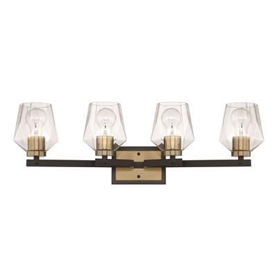 Avante Grand 4 Light Vanity in Flat Black/Satin Brass