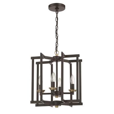 Avante Grand 4 Light Cage Foyer in Flat Black/Satin Brass by Craftmade