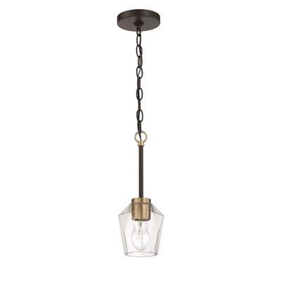 Avante Grand 1 Light Mini Pendant in Flat Black/Satin Brass by Craftmade