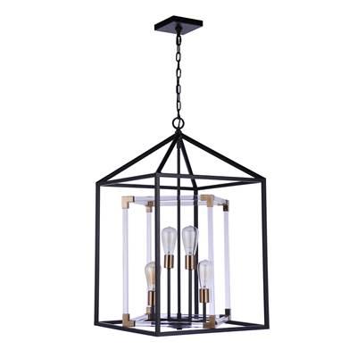 Aaron 4 Light Pendant in Flat Black/Satin Brass by Craftmade