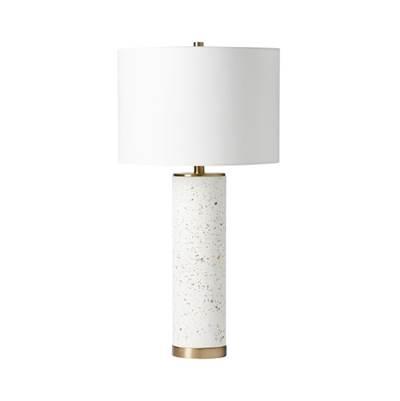 1 Light Metal/Concrete Base Table Lamp in White Terrazo/Antique Brass