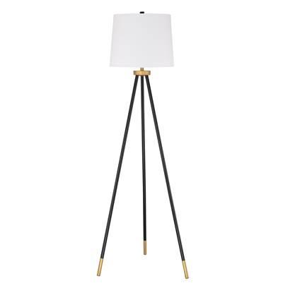 1 Light Metal Tri-Pod Base Floor Lamp in Painted Black/Gold