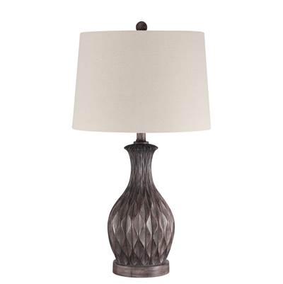 1 Light Resin Base Table Lamp in Carved Painted Brown by Craftmade