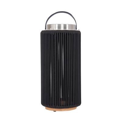 Sea Scape Solar LED Outdoor Rechargeable Table Lamp in Stainless Steel, Black Rope
