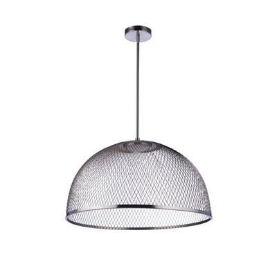 24.25'' Diameter Sculptural Statement Metal Mesh Dome Pendant in Brushed Polished Nickel