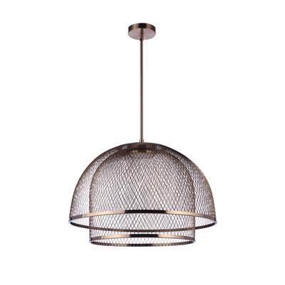 24.25'' Diameter Sculptural Statement Metal Mesh Dome 2 Shade Pendant in Satin Brass by Craftmade