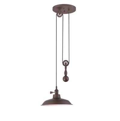 1 Light Pulley Pendant in Aged Bronze by Craftmade