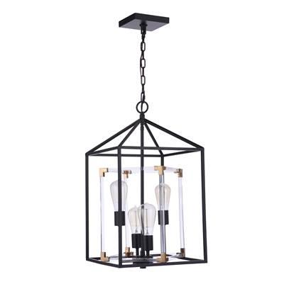 Aaron 4 Light Acrylic Pendant in Flat Black/Satin Brass by Craftmade